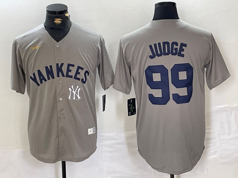 Men New York Yankees 99 Judge Grey Throwback Nike Game 2024 MLB Jersey style 13